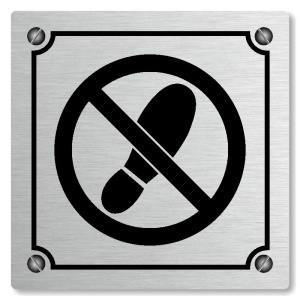 Zákaz vstupu v obuvi, 100x100mm, stříbrná, Kansas